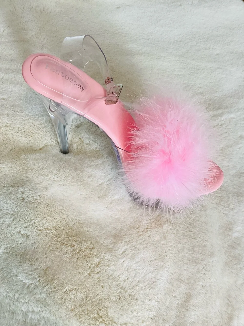 Pink Stiletto Heels Marabou Feathers Platform Sexy